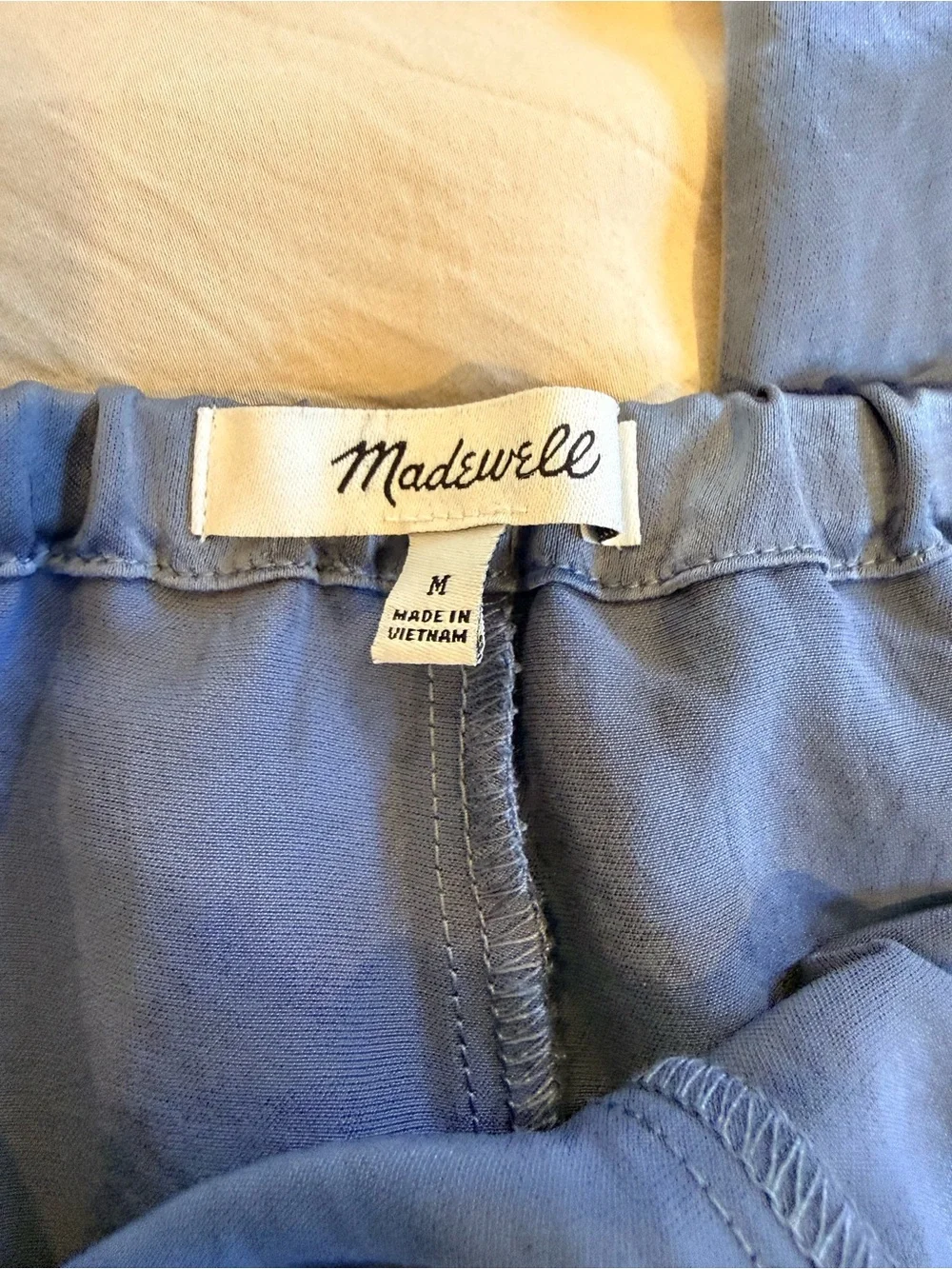 Madewell Satin Wide-Leg Drawstring Pants — Slate Blue
